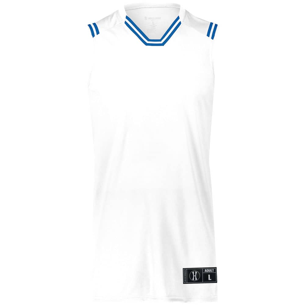 Holloway 224276 Youth Retro Basketball Jersey - White/Royal - M