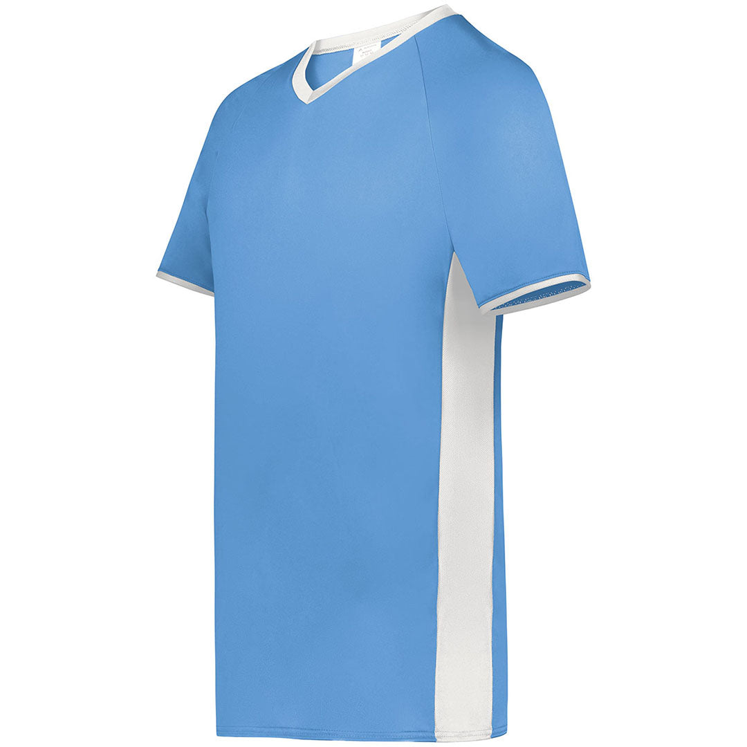 Cutter + V Neck Jersey Columbia Blue/White