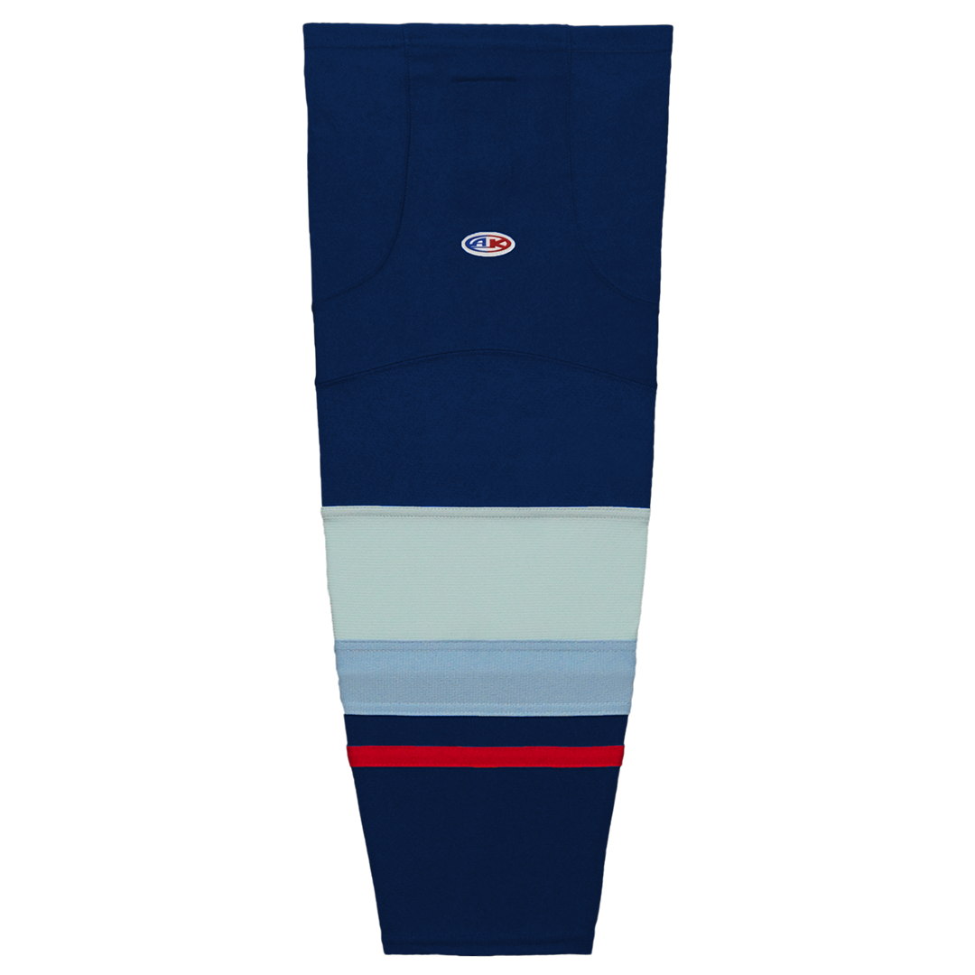 Striped Dry-Flex Moisture Wicking Navy/ice blue/Red Hockey Socks