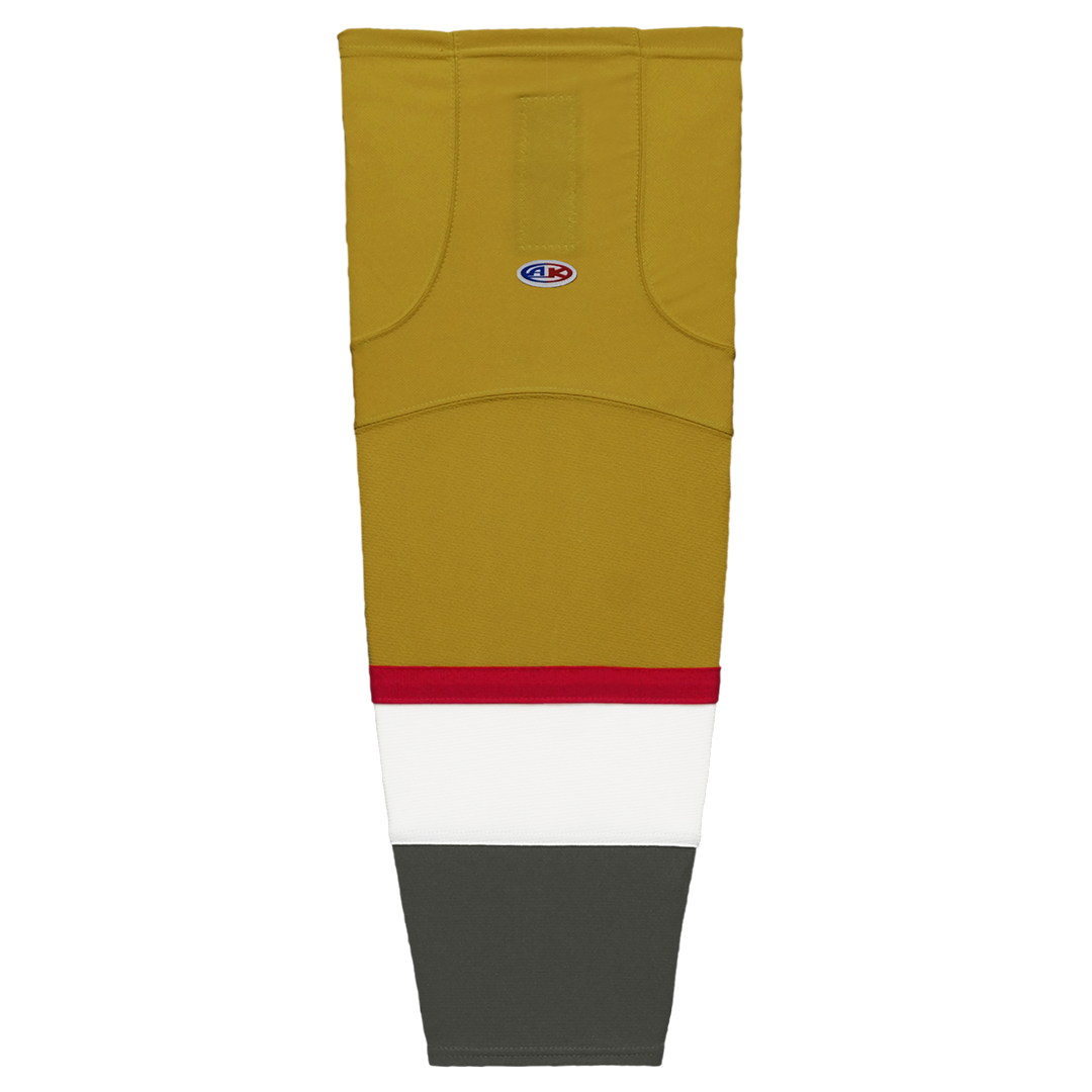Striped Dry-Flex Moisture Wicking Gold/Red/Wht/Grey Hockey Socks