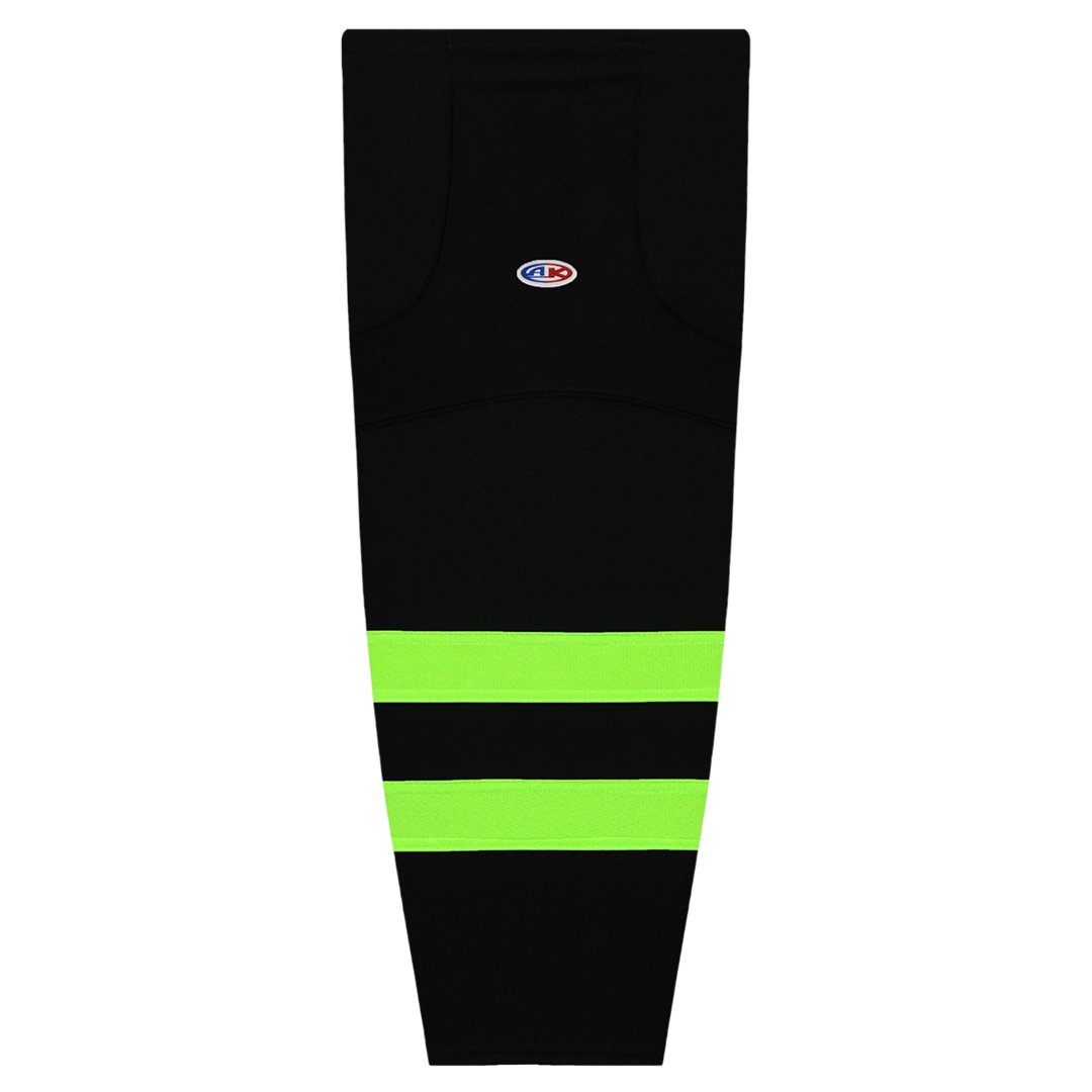Striped Dry-Flex Moisture Wicking BLACK/Neon GREEN Hockey Socks