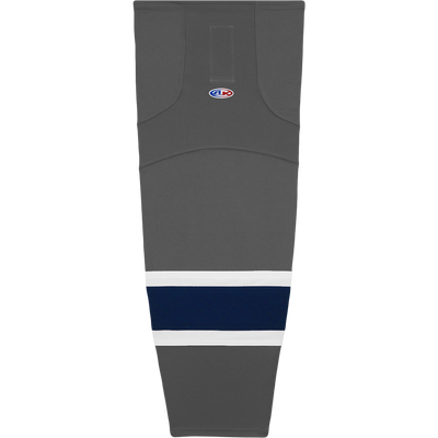 Striped Dry-Flex Moisture Wicking Grey/Wht/Navy Hockey Socks