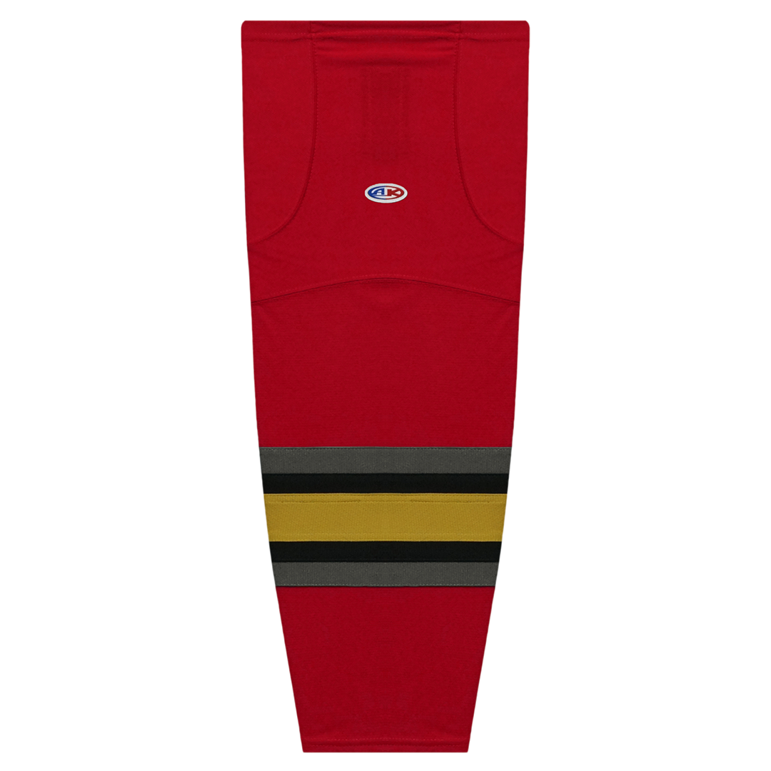 Striped Dry-Flex Moisture Wicking Red/Grey/Gold Hockey Socks