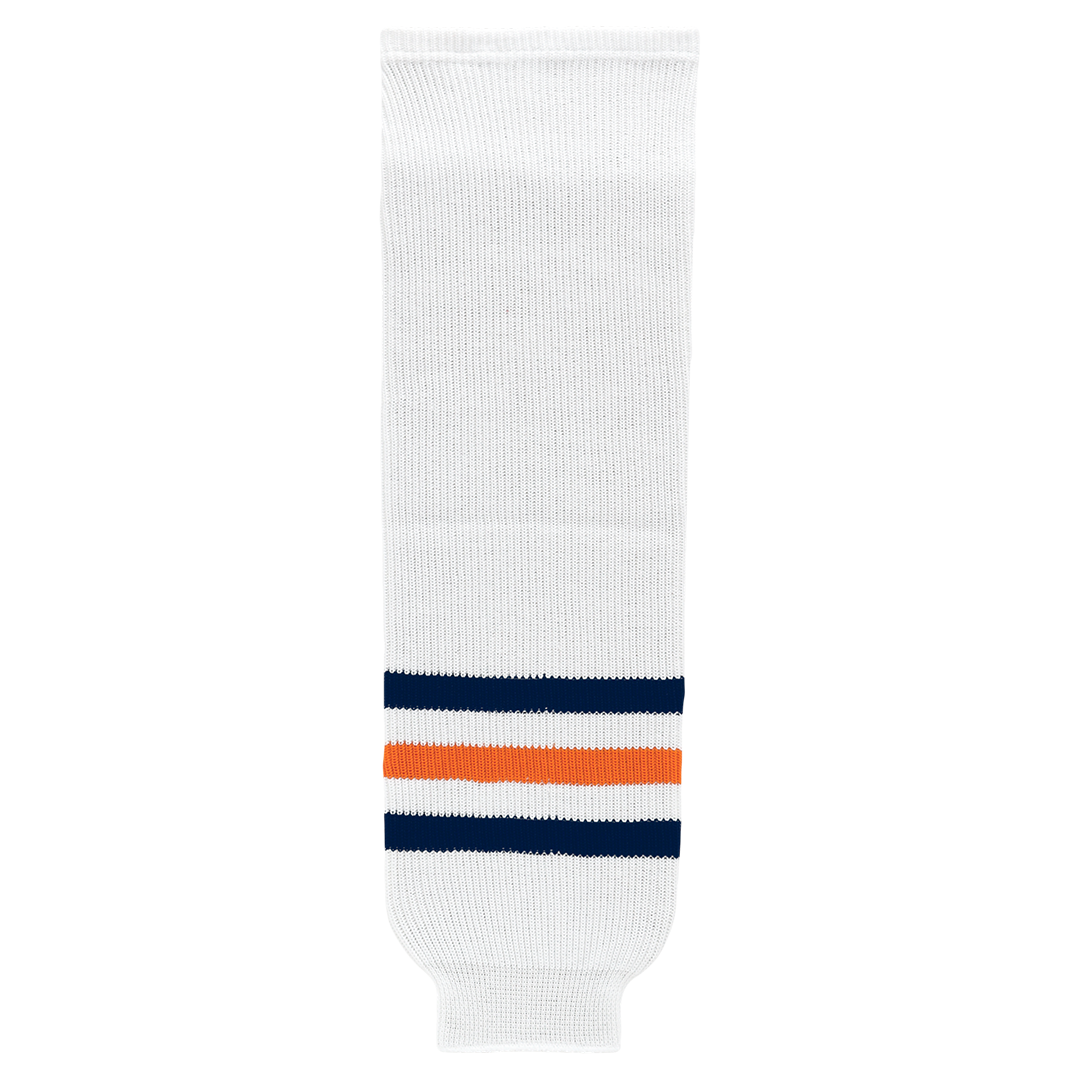 Knit Style White-NavyHockey Socks