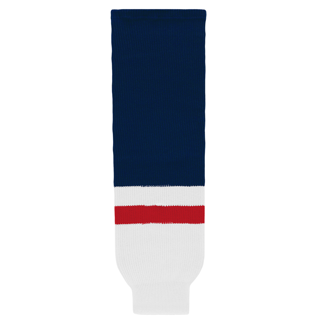 Knit Navy-White-Red Hockey Socks