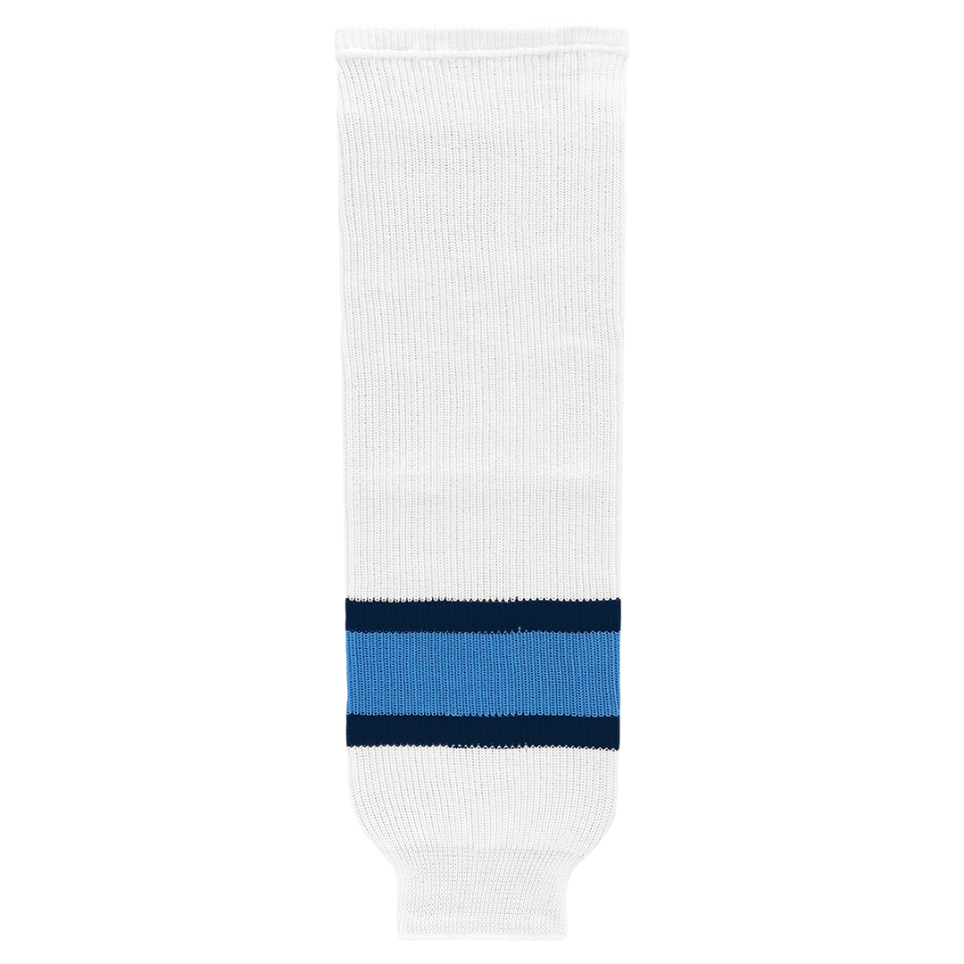 Knit White-Sky-Navy Hockey Socks