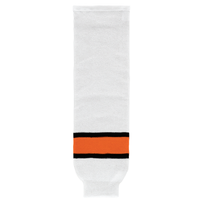 Knit White-Black-Orange Hockey Socks