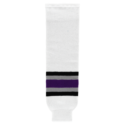 Knit White-Black-Grey-Purple Hockey Socks