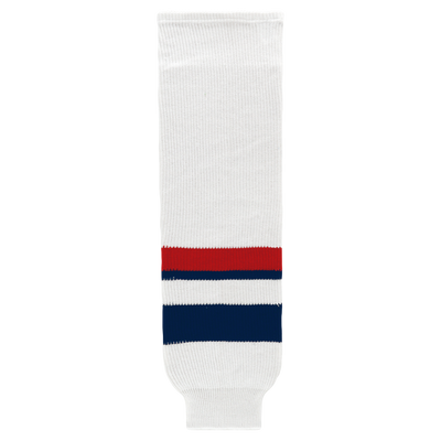 Knit White-Red-Navy Hockey Socks