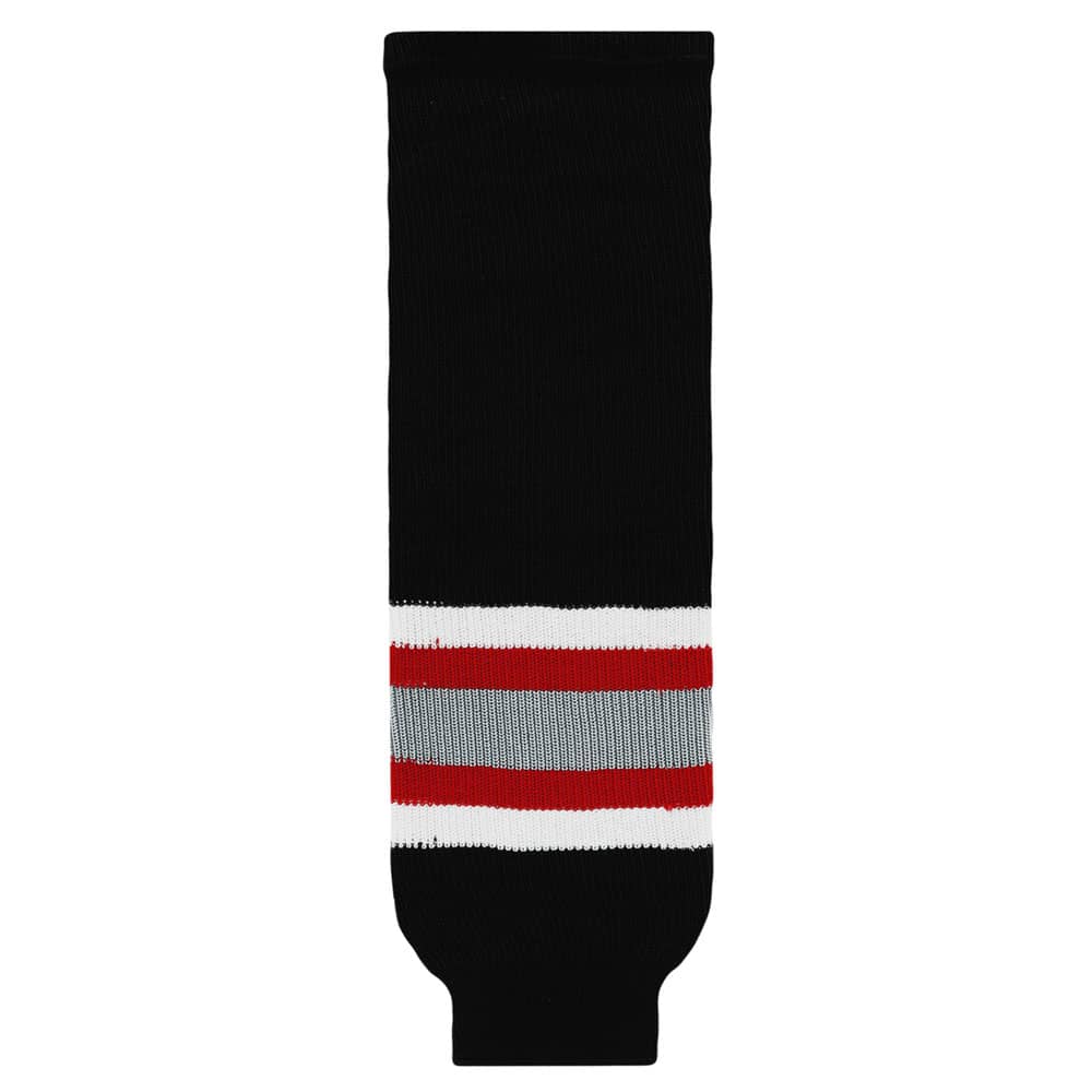 Knit Black-White-Red-Grey Hockey Socks