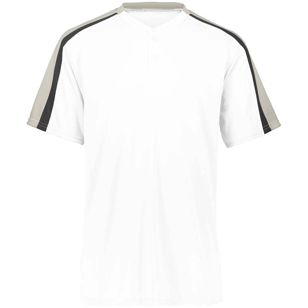 Power Plus 2 Button Jersey White with Grey-Black