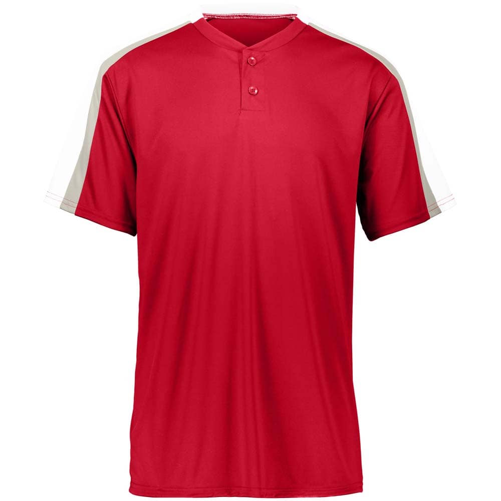 Power Plus 2 Button Jersey Red with White-Grey