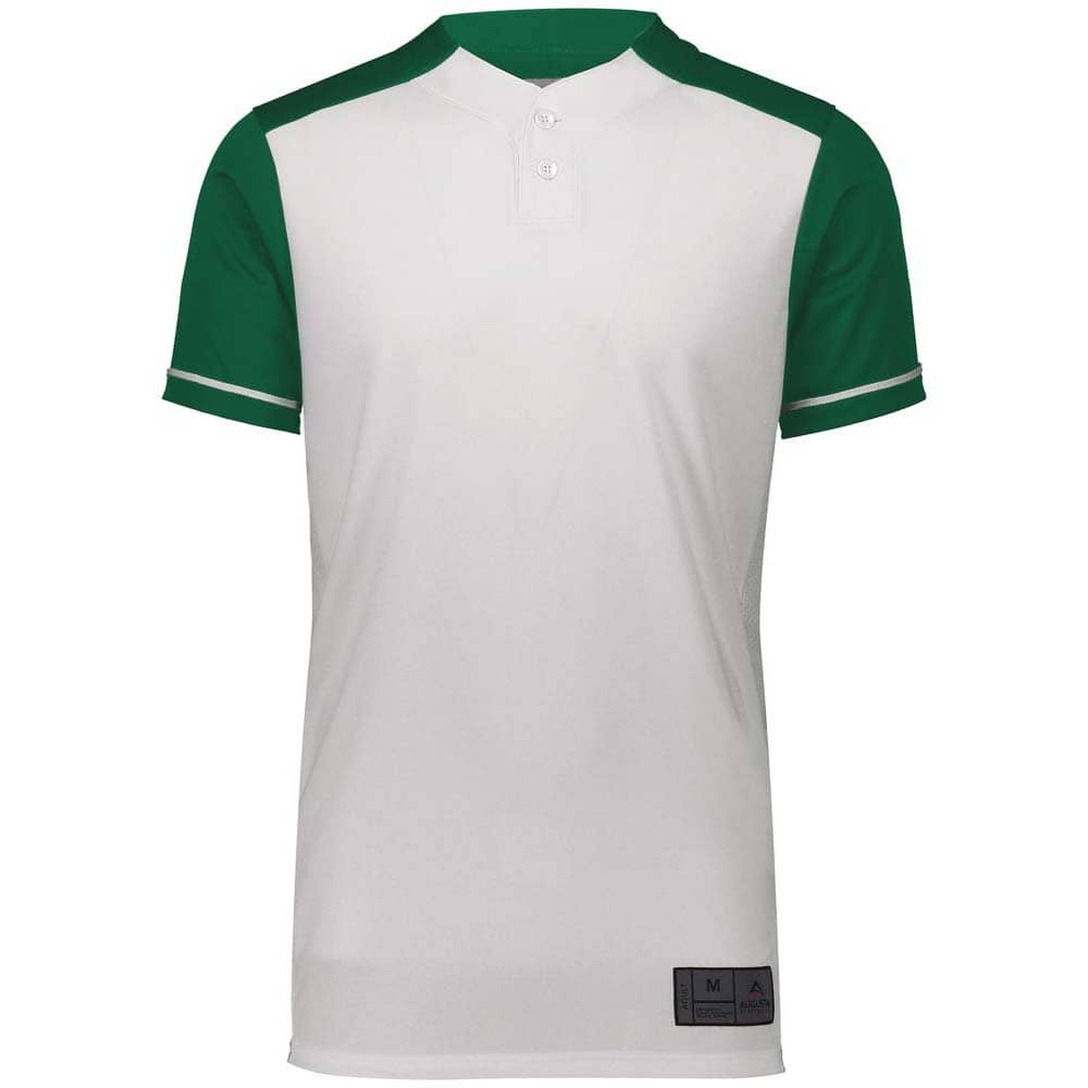 Closer 2 Button White-Dark Green Baseball Jersey
