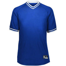 Load image into Gallery viewer, Retro V-Neck Royal-White Baseball Jersey
