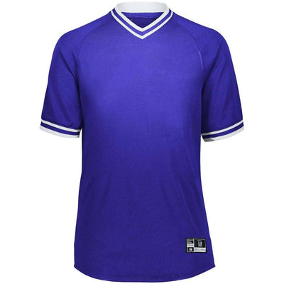 Retro V-Neck Purple-White Baseball Jersey