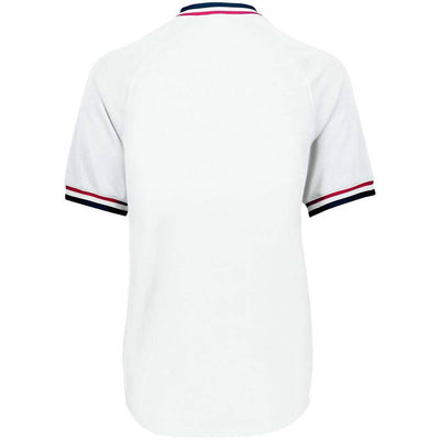 Retro V-Neck White-Navy-Scarlet Baseball Jersey
