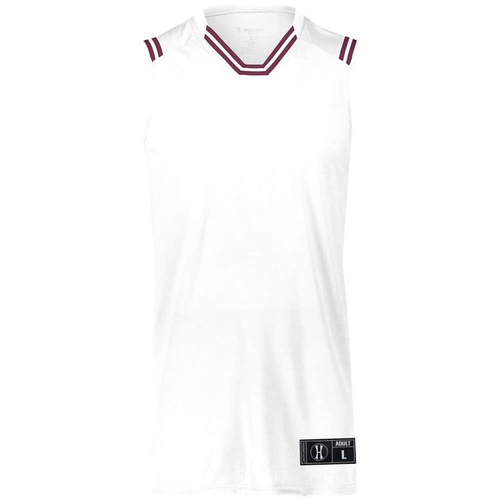 Holloway 224076 Retro Basketball Jersey - WHITE/MAROON