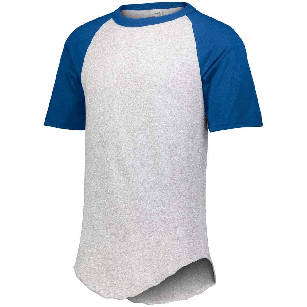 Short Sleeve Retro Baseball Jersey Grey-Royal