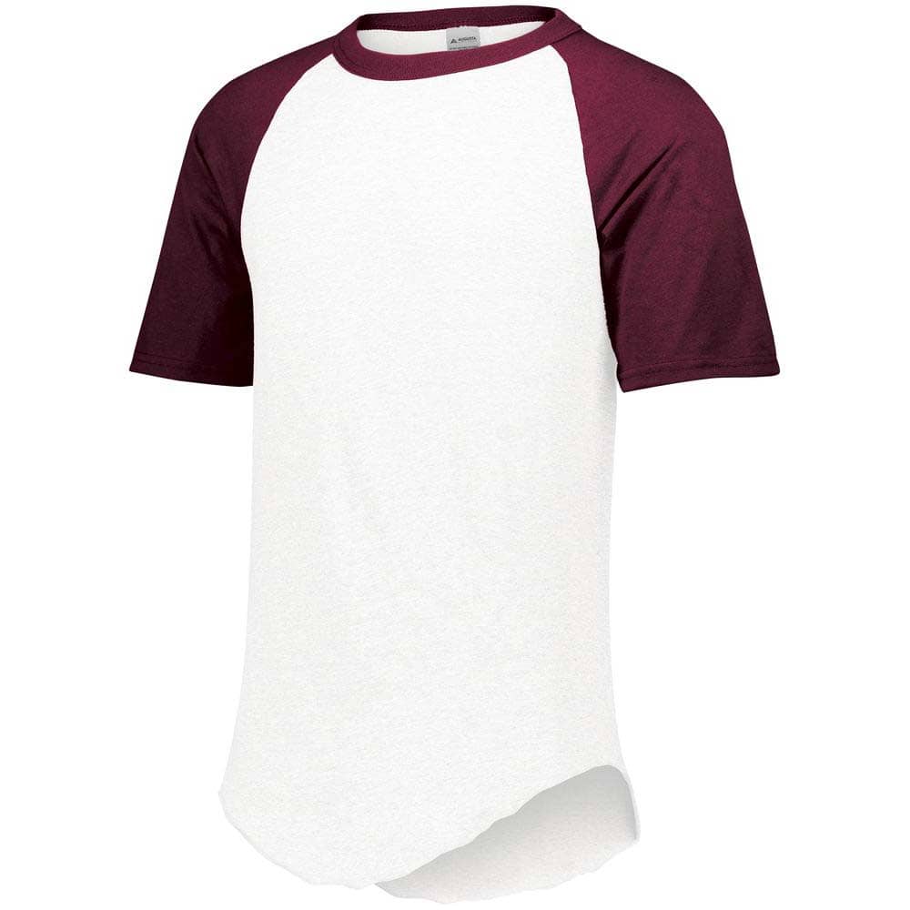 Short Sleeve Retro Baseball Jersey White-Maroon