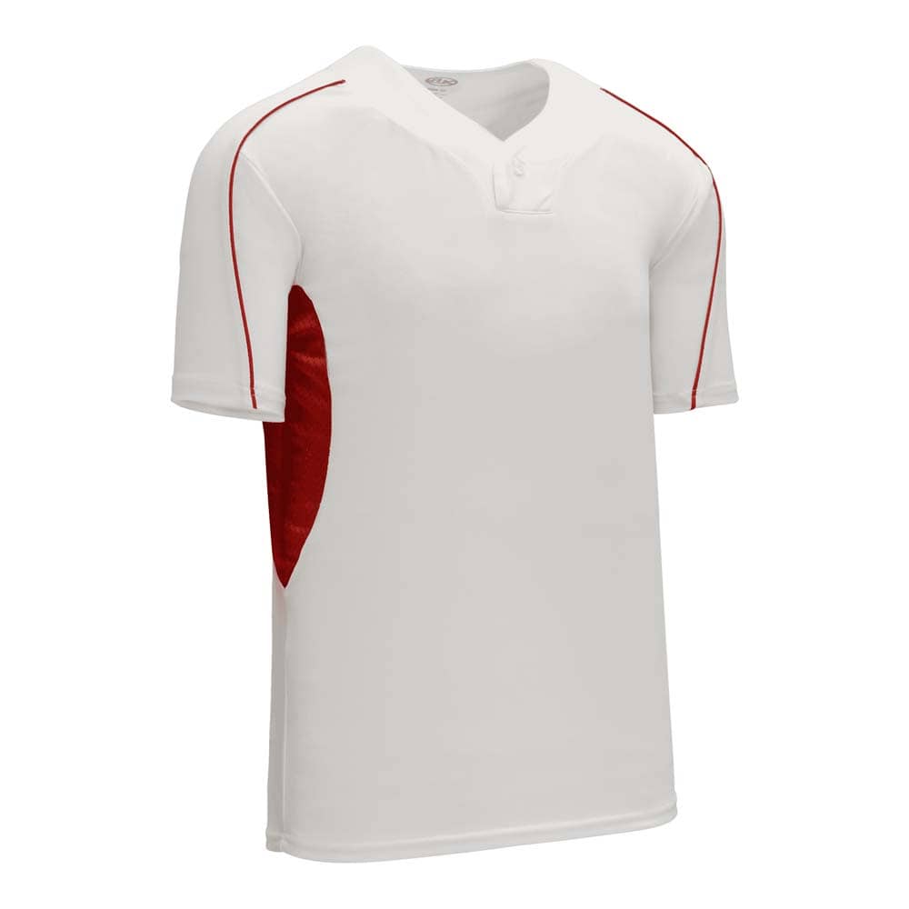 DryFlex Single White-Red Button Jersey