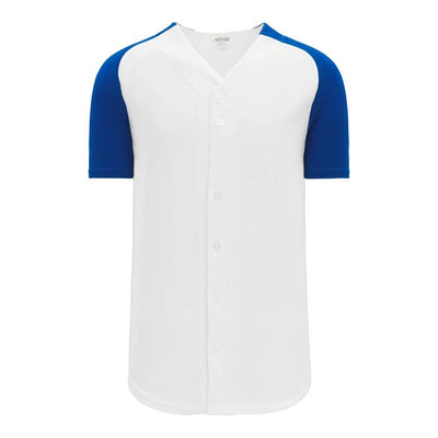 Two Colour Full Button Down White-Royal Jersey