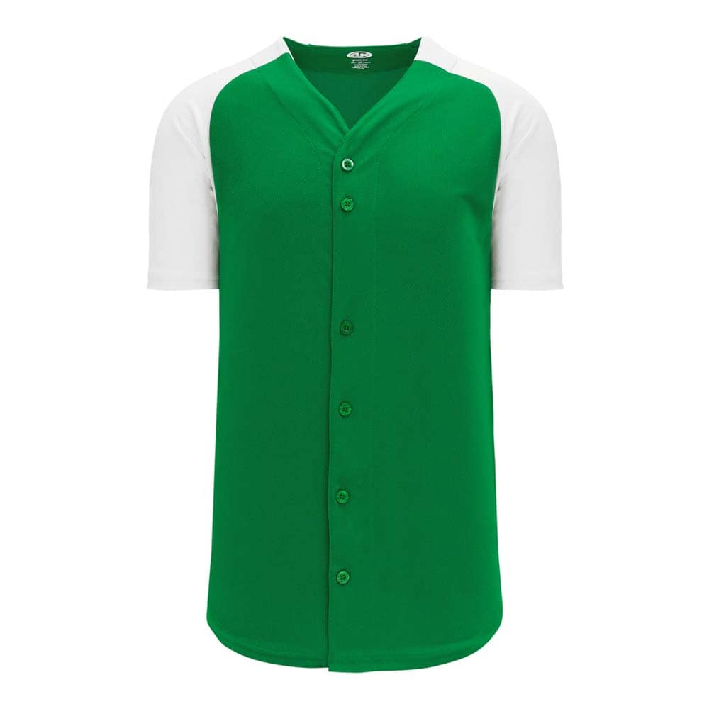 Two Colour Full Button Down Kelly Green-WhiteJersey