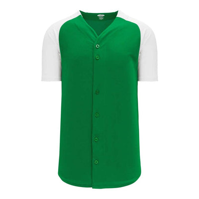 Two Colour Full Button Down Kelly Green-WhiteJersey