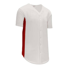 Load image into Gallery viewer, Full Button Durastar Side Stripe White-Red Jersey
