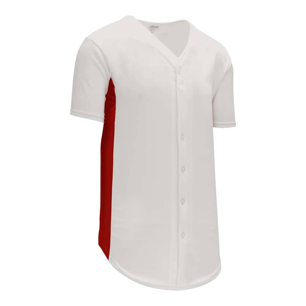 Full Button Durastar Side Stripe White-Red Jersey