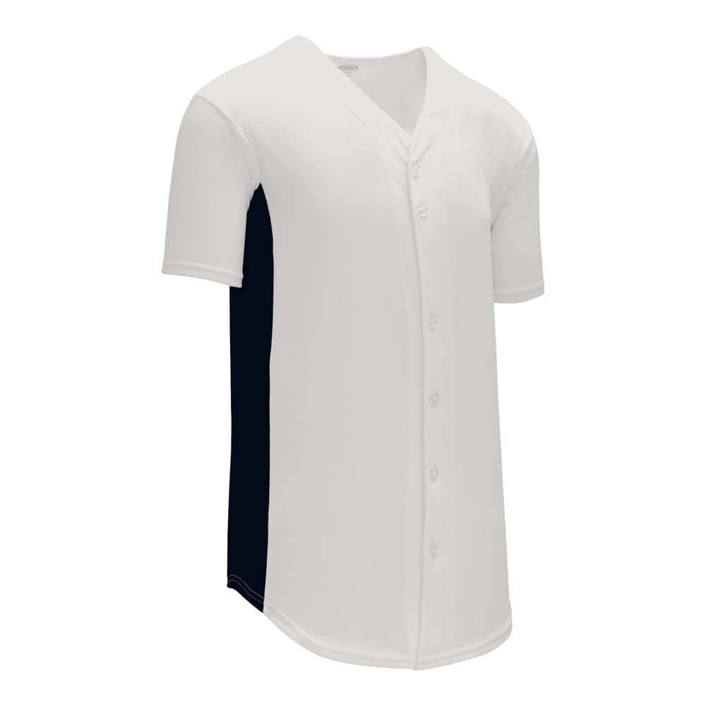 Full Button Durastar Side Stripe White-Navy Jersey
