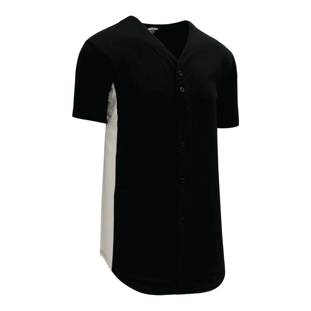 Full Button Durastar Side Stripe Black-White Jersey