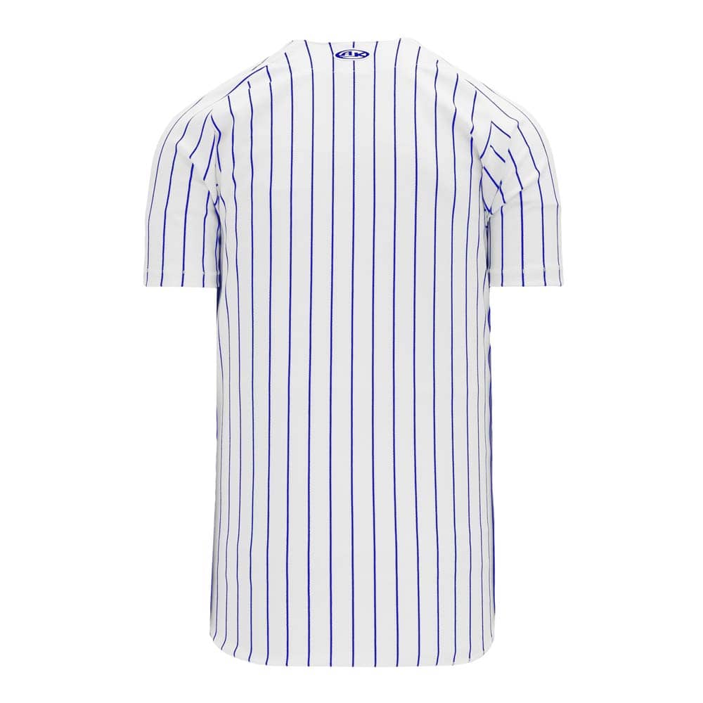 Full Button Down Pinstripe WarpKnit White with Royal Jersey