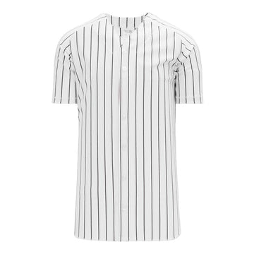 Athletic Knit Full Button Warp Knit Pinstripe Baseball Jersey | Baseball | Full Button | In-Stock | Jerseys 222 White/Black / M