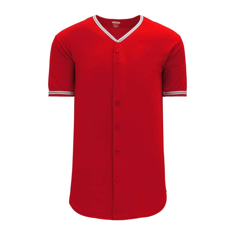 Pro Full Button Down Red-White-Grey Jersey