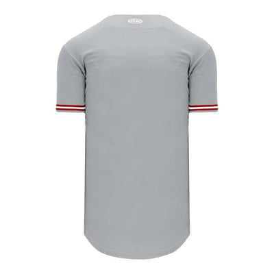Pro Full Button Down Grey-Red-White Jersey
