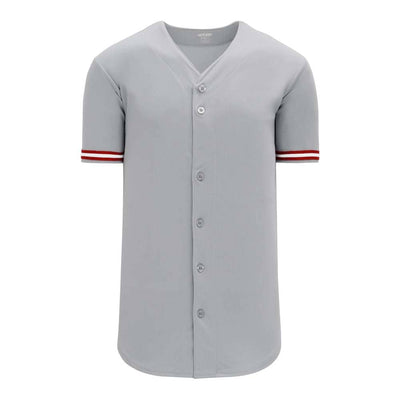 Pro Full Button Down Grey-Red-White Jersey