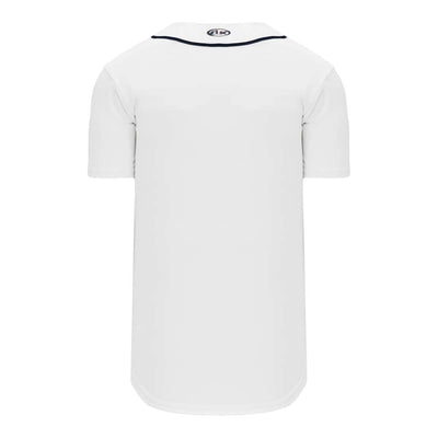 Pro Full Button Down White-Navy Jersey