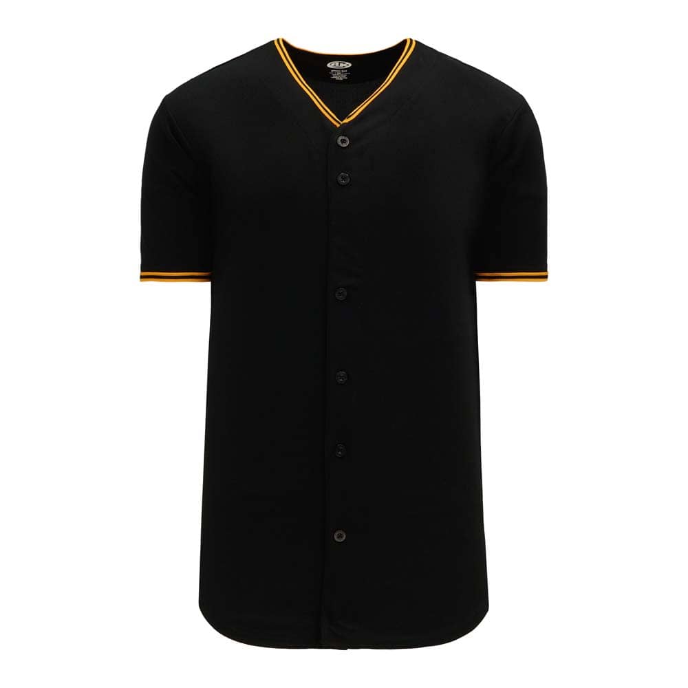 Pro Full Button Down Black-Gold Jersey