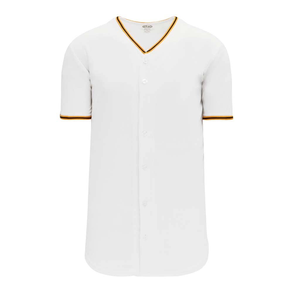 Pro Full Button Down White-Gold-Black Jersey