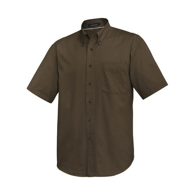 Easy Care Short Sleeve Woven Shirt Coffee Bean