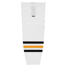 Load image into Gallery viewer, Striped Dry-Flex Moisture Wicking White/Black/Gold Hockey Socks
