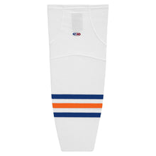 Load image into Gallery viewer, Striped Dry-Flex Moisture Wicking White/Royal/Orange Hockey Socks
