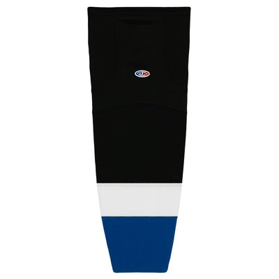 Striped Dry-Flex Moisture Wicking Black/White/Blue Hockey Socks