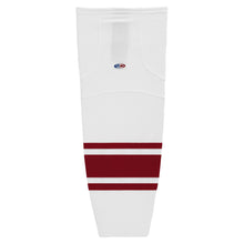 Load image into Gallery viewer, Striped Dry-Flex Moisture Wicking White/Maroon Hockey Socks
