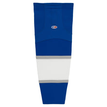 Load image into Gallery viewer, Striped Dry-Flex Moisture Wicking Blue/White/Grey Hockey Socks

