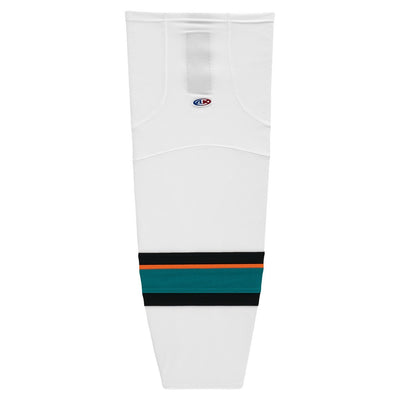 Striped Dry-Flex Moisture Wicking White/Teal/Orange Hockey Socks