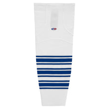 Load image into Gallery viewer, Striped Dry-Flex Moisture Wicking White/Royal Hockey Socks
