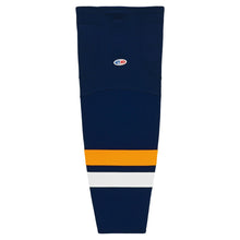 Load image into Gallery viewer, Striped Dry-Flex Moisture Wicking Navy/White/Orange Hockey Socks
