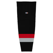 Load image into Gallery viewer, Striped Dry-Flex Moisture Wicking Black/Red/Grey Hockey Socks
