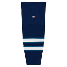 Load image into Gallery viewer, Striped Dry-Flex Moisture Wicking Navy/White Hockey Socks

